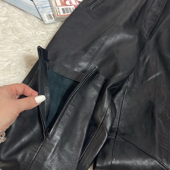 Vintage LEW MAGRAM NY Black Genuine Leather High Waisted Skinny Pants - Picture 11 of 12